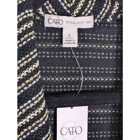 NWT Cato Blazer Jacket Black Gold Striped Knit Open Shawl Cardigan Women's Size - Picture 3 of 6